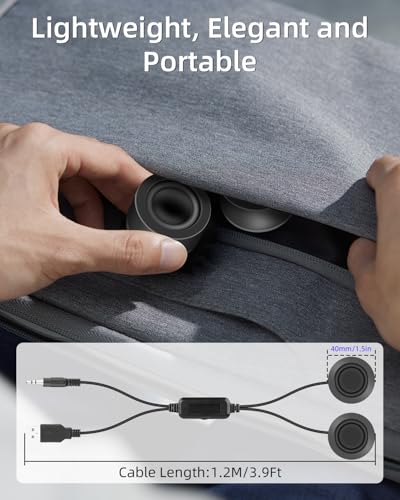 GELRHONR Mini Computer Speaker,Small Computer Speaker, 3.5mm Mini Speaker, 3.5mm TRS AUX Input, Adhesive Backed, USB Powered with Volume Control for Laptop, Raspberry Pi, PC, Phone, 1.2M/3.9FT