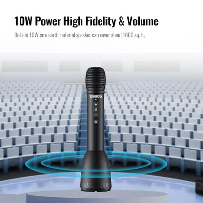 TAKSTAR 2-in-1 블루투스 무선 핸드헬드 마이크 및 음성 앰프, 7가지 음향 효과, 노래방 회의 야외 교사 연설 파티용 10W 휴대용 마이크 스피커 - DA10S(스피커 연결 없음) | Cover 1600 sq. ft, DSP Anti-Howl Tech, 5-Level Volume, 7 Sound Effects, 8H Battery Life, 10W Peak Power
