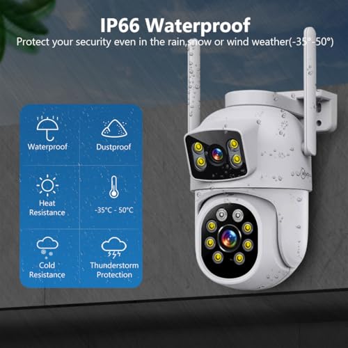 MOVOLS Wireless Security Camera System 5G/2.4G WiFi 8pcs 4MP+4MP Dual Lens Camera System,2K HD PTZ Dome Cameras System with Color Night Version, Motion Detection,2TB HDD, 16CH - style: 8 x Dual Cameras Kit 2TB 16CH White