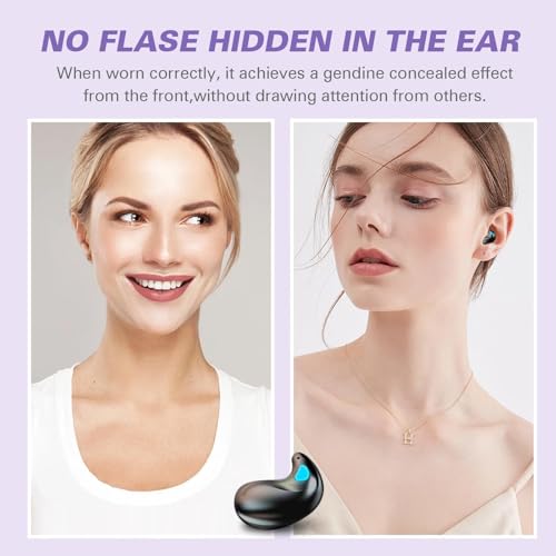 Invisible Sleep Wireless Earphone IPX5 Waterproof Purple Wireless Thin Invisible Sleep Earbuds for Side Sleepers Ear Buds Smallest Tiny Small Mini Discreet Earbud for Sleeping Invisible Headphones - color: Purple