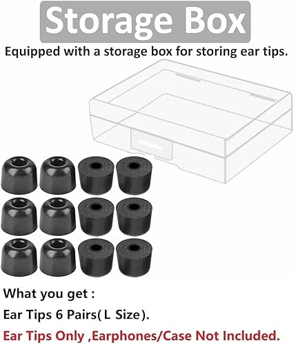 Memory Foam Tips Compatible with Powerbeats Pro Replacement Ear Tips, Perfect Noise Cancellation, Fit in Case, Foam Tips 6 Pairs, Black, Large Size (515BL) - size: Large