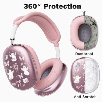 for AirPods Max Headphones Kawaii Cat Ear Covers for AirPods Max 2 - color: Kitten Butterfly B/Pink