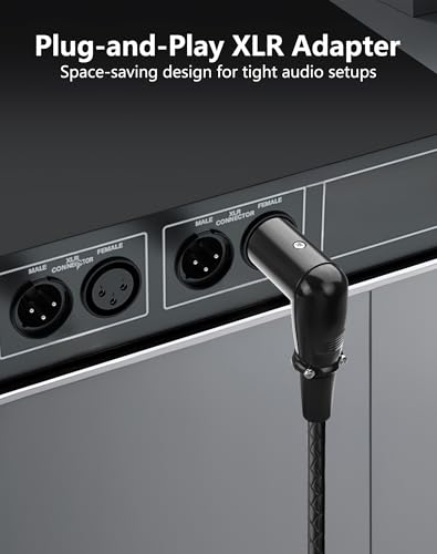 CERRXIAN Right-Angle 3 Pin XLR Male to Female Microphone Cables, 6.56 FT Professional Balanced XLR to XLR Audio Cables for Mixer Microphone DMX