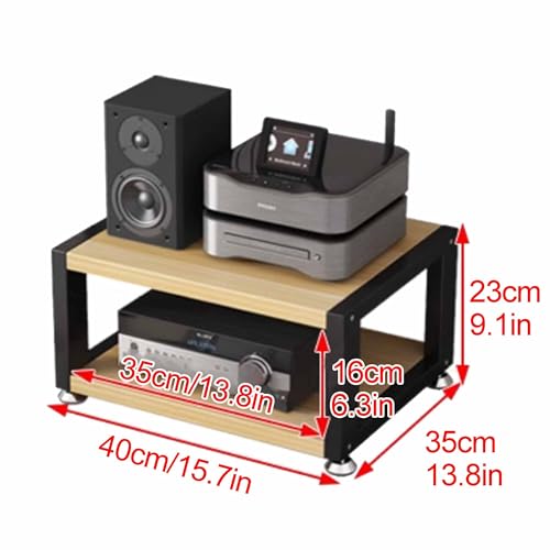 Multi-Functional Stereo Cabinet with Wooden Shelves & Steel Frame - Desktop Amplifier & AV Media Player Stand(Pomelo Wood,40 * 35 * 23cm) - color: Pomelo Wood, size: 15.7"D x 13.8"W x 9.1"H (1 Drawers)