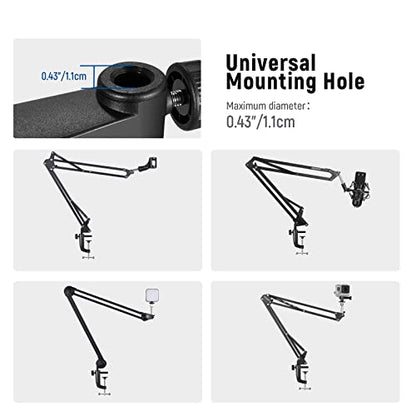 NEEWER Metal Table Mounting Clamp for Microphone Suspension Boom Arm Stand | For Mic Scissor Arm Holder, Adjustable Positioning Screw, Fits up to 1.9inch/5cm Desktop Thickness, Black