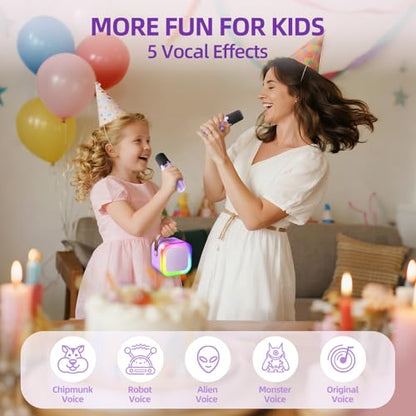 Kinglucky Mini Karaoke Machine for Kids, Top Birthday Gift Pick for Girls Ages 3-12 Years Old, Kids' Personal Video Players Accessories with 2 Mics Singing Present Toy Purple - color: Purple