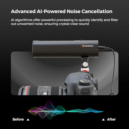 Shotgun Microphone for Camera with Cold Shoe Mount (AM10B) | USB Condenser Microphone for DSLR/PC, Podcast Mic with 8 Mic Array, 12H Battery, 3 Polar Pattern, Volume Control, Monitoring