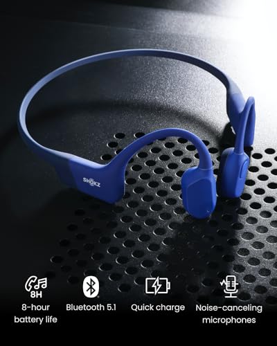 SHOKZ OpenRun (AfterShokz Aeropex) - Open-Ear Bluetooth Bone Conduction Sport Headphones - Sweat Resistant Wireless Earphones for Workouts and Running - Built-in Mic, with Headband | Bundle with Sweat Headband；Open ear comfort; Lightweight & Secure fit; I
