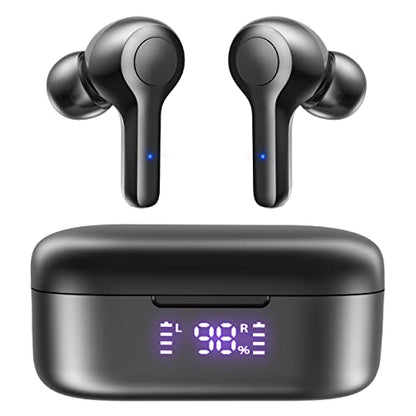MOZOTER Bluetooth 5.3 Wireless Earbuds,Deep Bass Loud Sound Clear Call Noise Cancelling with 4 Microphones in-Ear Headphones with Wireless Charging Case Compatible for iPhone Android,Workout - color: Black