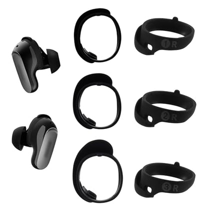 Replacement Ear Tips for Bose QuietComfort Ultra Earbuds 1/2nd Gen | Anti-Slip Silicone Wingtip Covers Eartip with Portable Storage Box (3 Pairs, Black, S/M/L)