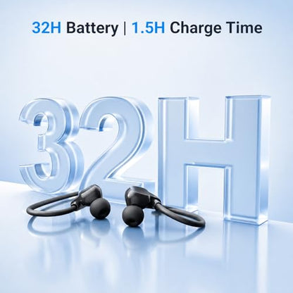 Rampage 2 Bluetooth Neckband Headphones with Mic for Work, Wireless Headset with 2.4G USB Dongle, Around-the-Neck Earbuds, 32H Battery, Low Latency, for Computer, Laptop, Meetings, Calls