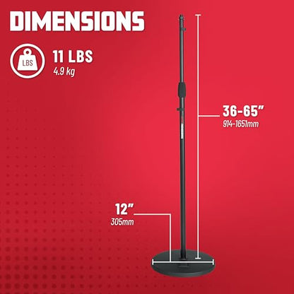 Gator Frameworks Microphone Stand with 12" Weighted Base and Soft Grip Twist Clutch Height Adjustment, (GFW-MIC-1200) - style: 12" Weighted Base