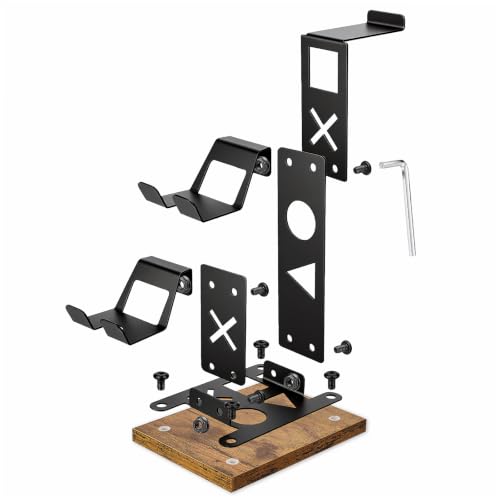 Gaming Headset Stand Game Headphone Organizer Controller Holder for Gamepad | Gaming Headphones Stand Gamepad Organizer Game Earphone Hanger Controller Hook for Desktop,Gaming Desk Accessories Black