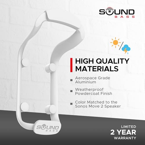 Move Speaker Wall Mount Bracket, Weatherproof, White | Compatible with Sonos Move & Move 2, Including Mounting Accessories - color: Move 2 - White