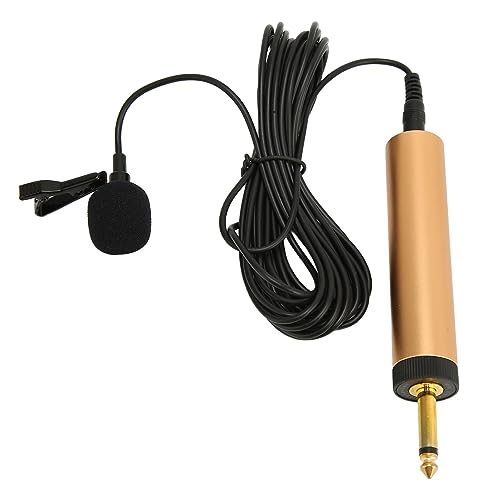 Cuifati 3.5mm Wired Lavalier Microphone Omnidirectional Condenser Mic On Lapel Mic with 16.4ft Cable and 6.5mm Adapter for Phones Cameras Computers