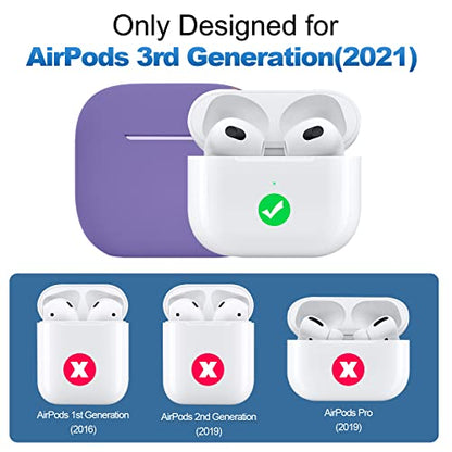 Compatible with AirPods 3 Case, Protective Silicone Cover for AirPods 3rd Generation Case 2021, Wireless Charging - Lavender - color: B-Lavender