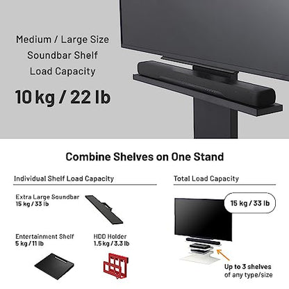 WALL 46.5" Soundbar Shelf for TV Stand V4 Model, Satin Black | Compatible with WALL V4 Model, Creates a Floating Look for Soundbars, Remotes& Small Devices, Flexible Placement