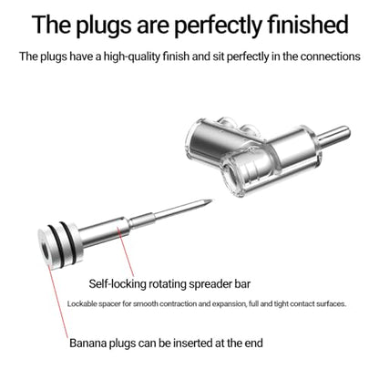 Tertullus 4 Pcs Speaker Banana Plugs for Speaker WireConnector Screw Locking, Rhodium Plated Banana Plugs - size: Clipplug-R