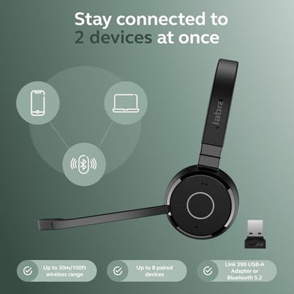 Jabra Evolve 65 TE (Third Edition) Wireless Teams Headset with Mic, Black - style: Single-Ear, Charging Cord