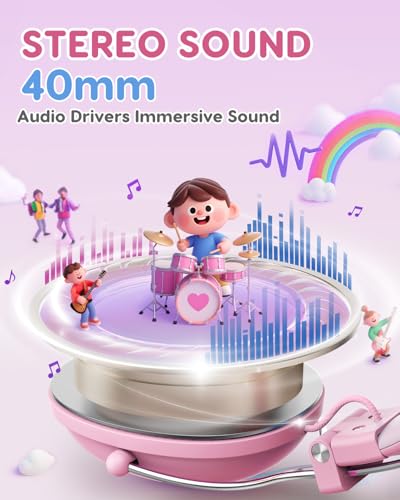 Acer Kids Headphones Wired for School, 74-85dB Limiter, Pink OHW342 - color: Pink