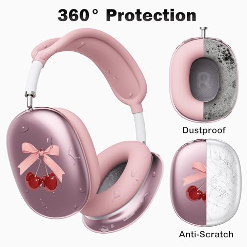 for AirPods Max Headphones Cherry Bow Ear Covers for AirPods Max 2 - color: Cherry Bow C/Pink