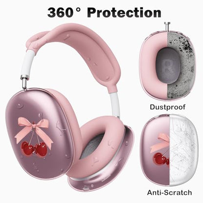 for AirPods Max Headphones Cherry Bow Ear Covers for AirPods Max 2 - color: Cherry Bow C/Pink