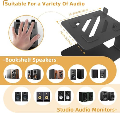 Desktop Speaker Stands,Metal with Vibration Pads,30 Lbs,Black | Desktop Stands with Vibration-Absorbing Pads and 7° Incline.Supports Up to 30 lbs.Fits Bookshelf and Studio Monitors.1 pair.