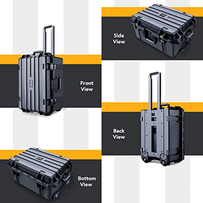 Lykus HC-6030 Large Waterproof Hard Case with Wheels and Customizable Foam, Interior Size 23.5x16.8x10.7 inch, Suitable for large electronic equipment and more | IP67 Waterproof, Pluckable Foam, Suitable for Cameras, Lenses, Electronic Equipment and More