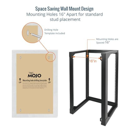 Tecmojo 18U Wall Mount Rack, Server Rack,Open Frame Server Rack,Network Rack for 19inch Computer/AV/Data/IT/Media Equipment,18inch Depth,16inch Apart Mounting Holes,Swing Gate,Square and Tapped Holes - size: 18U/18" Depth (New)