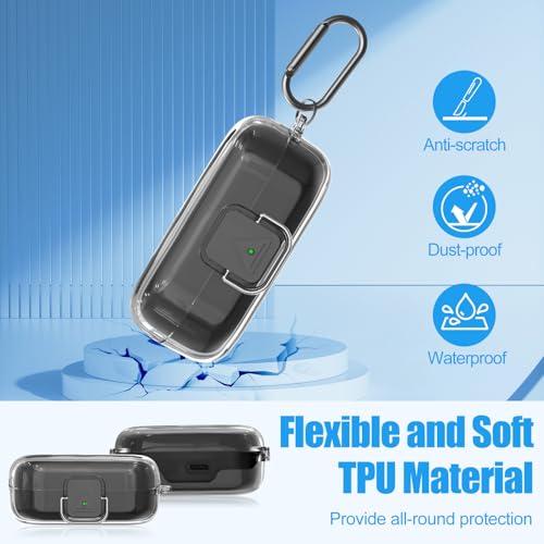 [with Safety Lock] for Sony WF-C510 Case Cover, Clear Soft TPU Protective Earbuds Case with Carabiner & Cleaner Kit Accessories Set(Clear) - color: Clear