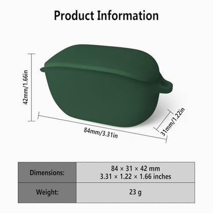 Geiomoo Silicone Case for JBL Vibe Buds 2, JBL Vibe Buds, Soft Flexible Scratch Resistant Protective Cover with Carabiner (Emerald Green) - color: Emerald Green