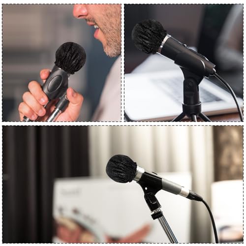 400 Pcs Microphone Cover Disposable Non-Woven Microphone Windscreen Protective Cap Karaoke Mic Cover for KTV Home Karaoke Bar News Interview, Black