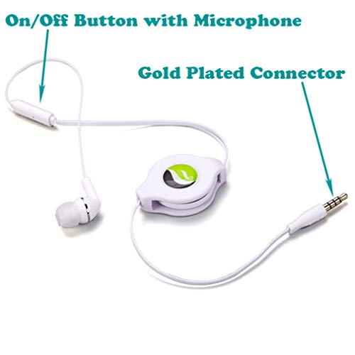 Headphone Retractable Mono Earphone Compatible with Samsung Galaxy Tab A9/A9 Plus/A8/A7 10.4 (2020)/A7 Lite Tablets - 3.5mm w Mic Headset Handsfree Earbud Earpiece