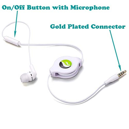 Headphone Retractable Mono Earphone Compatible with Samsung Galaxy Tab A9/A9 Plus/A8/A7 10.4 (2020)/A7 Lite Tablets - 3.5mm w Mic Headset Handsfree Earbud Earpiece