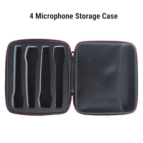 Wireless Microphone Case Shockproof Handheld Mic Travel Bag for Receivers Adapters Cable Batteries Hold 4 Microphones