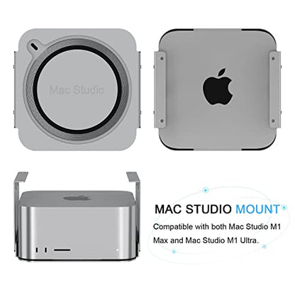 IFCASE Aluminum Under Desk Mount for Mac Studio M4 M3 M2 M1 Max, Ultra with Anti-Scratch Pad (Silver) - color: Silver