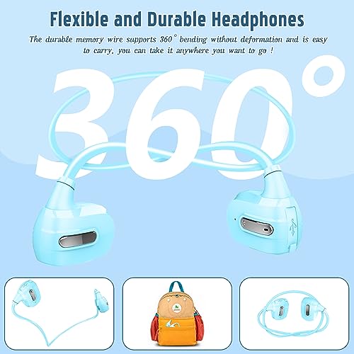 BANIGIPA Kids Headphones, Open Ear Headphones for Teens Child Boys Girls | Wireless Bluetooth 5.4 Headset w/ Built-in Mic for School/Tablet/Travel, 13g Ultra-Light, 85dB Protect Hearing, 10H Playtime - color: G03-Sky Blue