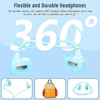 BANIGIPA Kids Headphones, Open Ear Headphones for Teens Child Boys Girls | Wireless Bluetooth 5.4 Headset w/ Built-in Mic for School/Tablet/Travel, 13g Ultra-Light, 85dB Protect Hearing, 10H Playtime - color: G03-Sky Blue