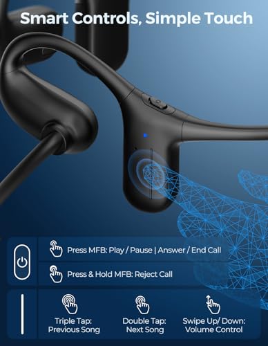 Open Ear Headphones with Mic, Wireless Headset with Smart Control - size: Small