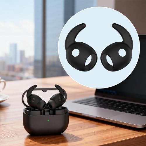 Replacement Silicone Eartips Earbuds Tips Set for Galaxy Buds 3 FE (2025) Earphones Anti-Slip Ear Hooks Wingtip Replacement Silicone Wings (Black Three-Pair Set) - color: Black three-pair set
