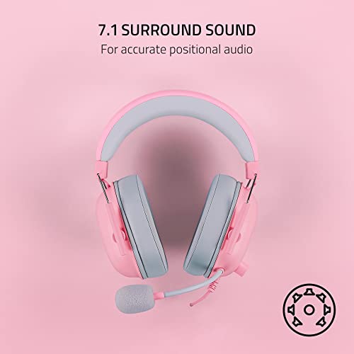 Razer BlackShark V2 X Gaming Headset, 50mm Drivers, Quartz Pink - color: Quartz Pink, size: 3.5 mm (Pack of 1), style: PC