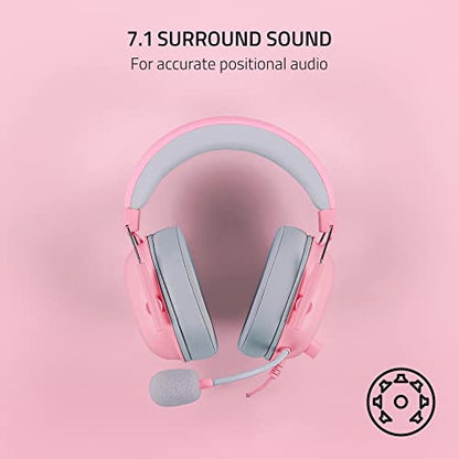 Razer BlackShark V2 X Gaming Headset, 50mm Drivers, Quartz Pink - color: Quartz Pink, size: 3.5 mm (Pack of 1), style: PC