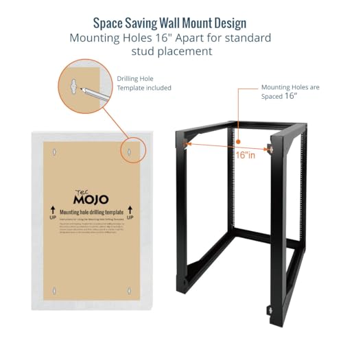 Tecmojo 18U Wall Mount Server Rack, Open Frame Network Rack for 19" Computer/AV/Data/IT/Media Equipment, 24" Depth, 16" Apart Mounting Holes, Swing Gate, Square and Tapped Holes - size: 18U/24" Depth (New)