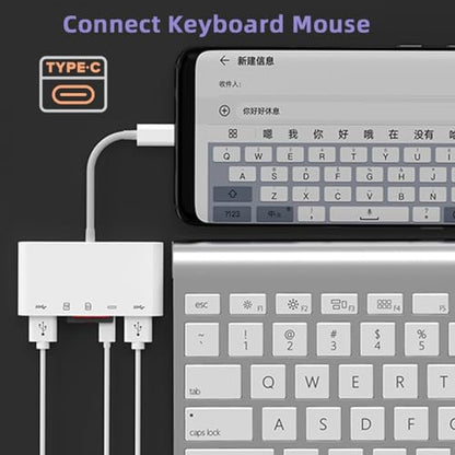 CY USB 2.0 Type C USB-C to TF Micro SD SDXC Dual USB3.0 Female Card Reader PD 27W Adapter for Laptop Tablet Phone - style: SD+TF+USB*2+PD