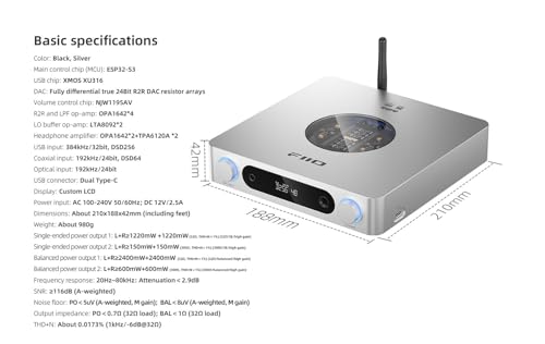 FiiO K13 R2R Desktop DAC & Headphone Amp, High-Fidelity 24Bit R2R DAC, Powerful 2400mW Output, LDAC Bluetooth Streaming, Dual Power Supply, 10-Band PEQ, Balanced XLR & RCA Audio Output (Black) - color: Black