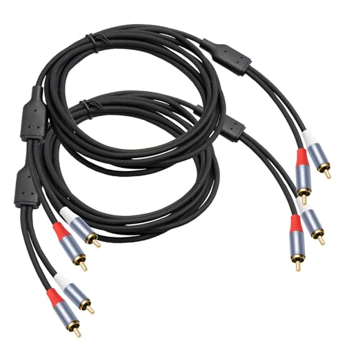 10FT RCA Cables, 2RCA to 2RCA Audio Cable with Gold-Plated Connectors, Dual Shielded– Against Noise (Hum), Nylon Braided Jacket for Home Theater, Stereo Systems, TVs, Musical Instruments 2-Pack