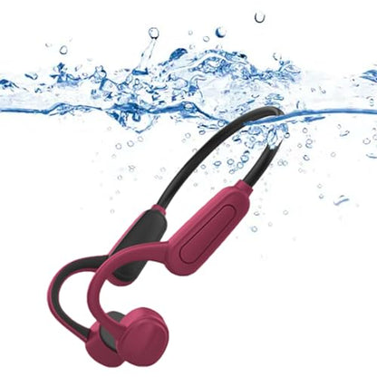 Bone Conduction Headphones,with Built-in Mic swimming bone conduction headphones,Waterproof Lightweight For bluetooth earphones Stable to wear MP3 IPX8for Running,Cycling,Hiking,Driving,Gym (red) - color: Red