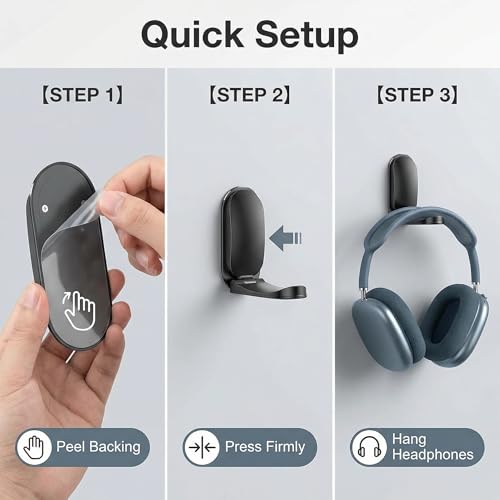 Headphone Stand, Sticky Headset Hanger,Adhesive Headphone Holder Hook Mount, Headset Stand Holder Clip Under Desk, Earphone Clamp