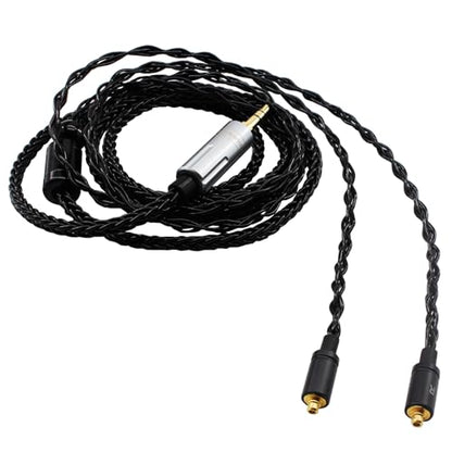 Youkamoo MMCX IEM Replacement Cable, 3.5mm Detachable Silver-Plated Copper Earphone Cord Compatible with Shure SE215, SE425, SE535, SE846, 4ft/1.2m Black - color: Black