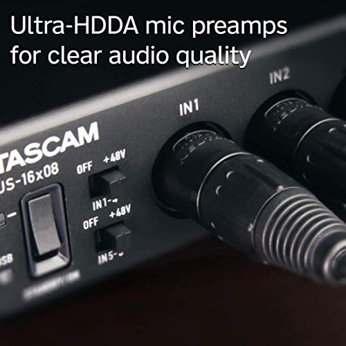 Tascam US-16x08 Rackmount USB Audio/MIDI Interface for Recording, Drum Recording, 8 XLR/8 1/4" Inputs, 8 Outputs, Control Software,Black - style: US-16x08